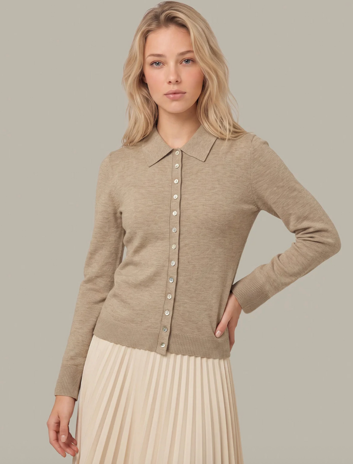 Joss Fitted Polo Collar Cardi