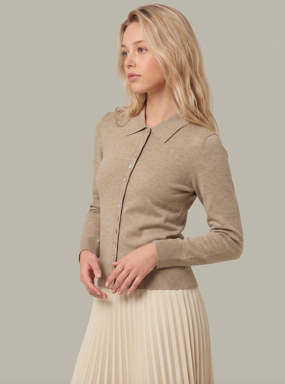 Joss Fitted Polo Collar Cardi