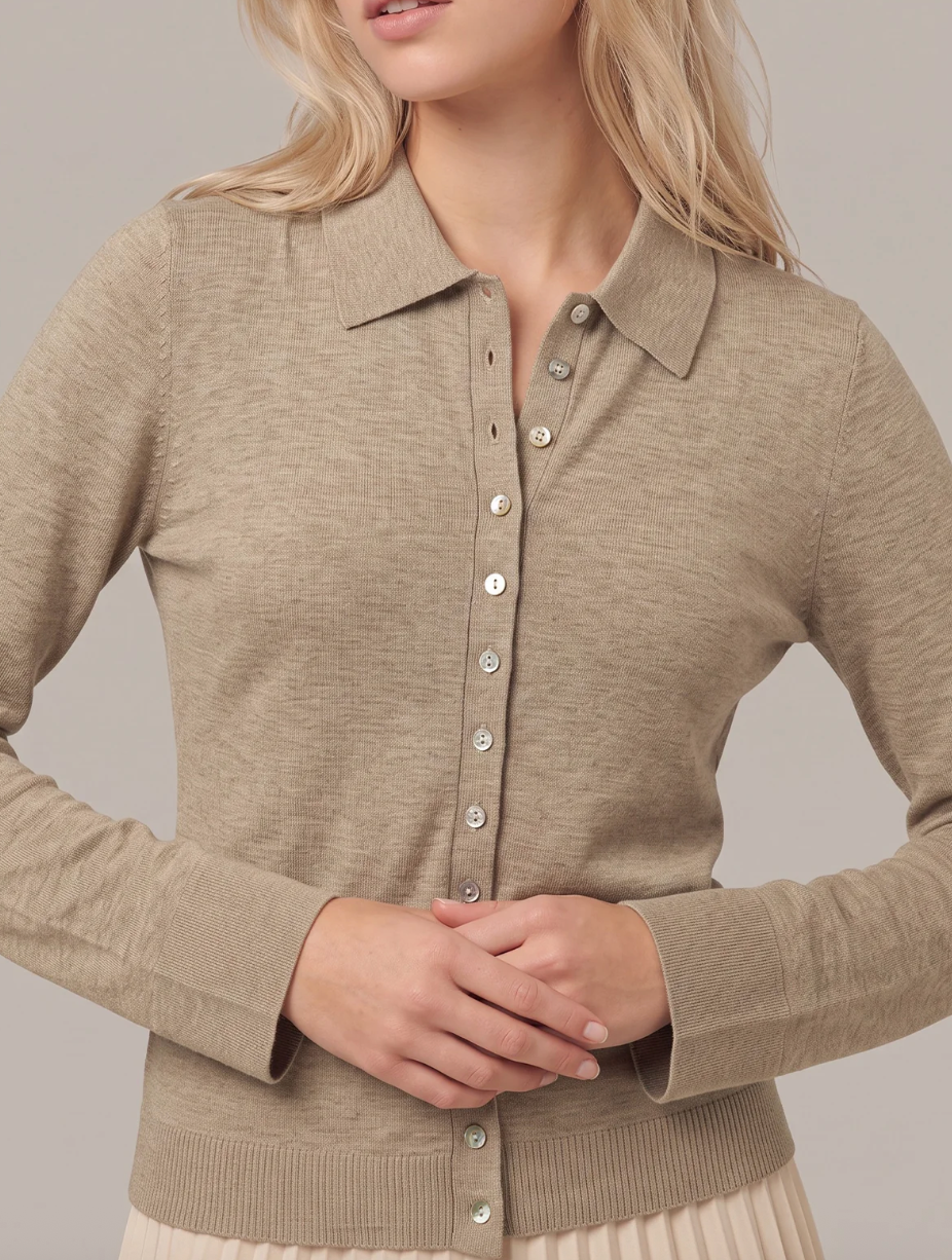 Joss Fitted Polo Collar Cardi