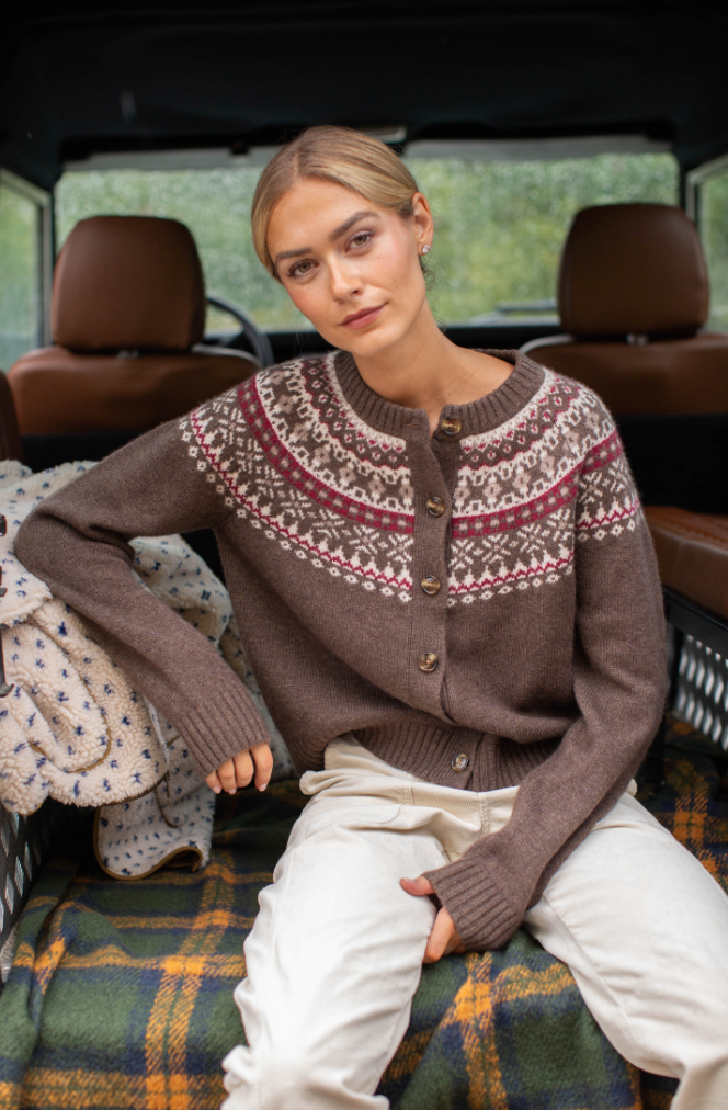 Louise Fair Isle Cardigan Chocolate