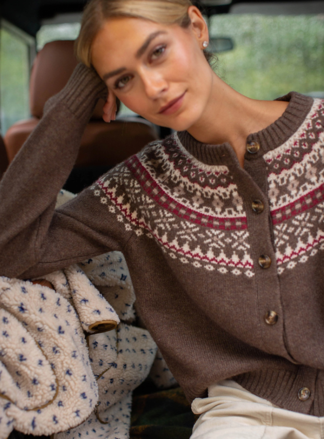 Louise Fair Isle Cardigan Chocolate