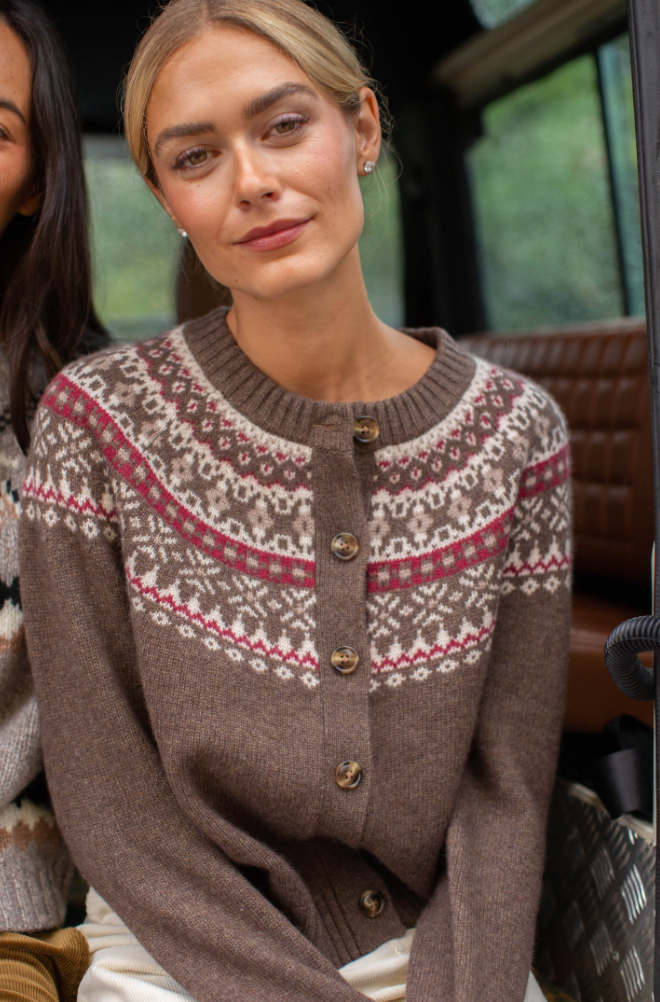 Louise Fair Isle Cardigan Chocolate