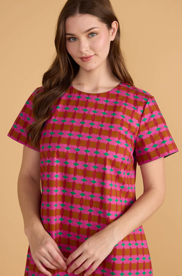 Ellie Dress Oxford Geo