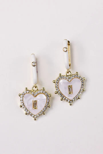 Diamond Capri Heart Drop Charm Earrings