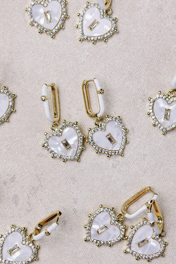 Diamond Capri Heart Drop Charm Earrings