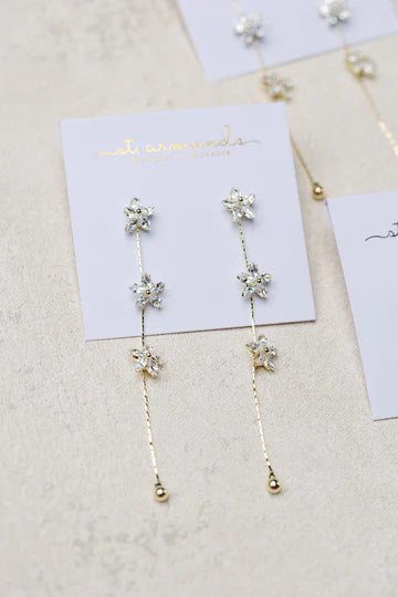 Diamond Daisy Gold Duster Drop Holiday Earrings