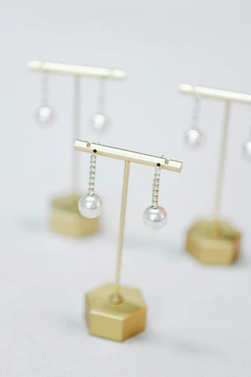 Small Swingy Pearl & Diamond Drop Holiday Statement Earrings