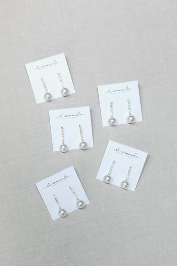 Small Swingy Pearl & Diamond Drop Holiday Statement Earrings