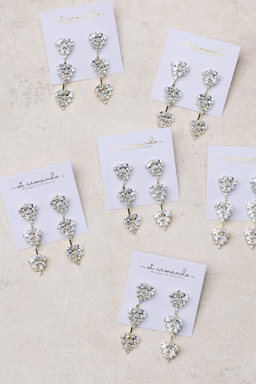 Gold Palm Diamond Drop Holiday Earrings