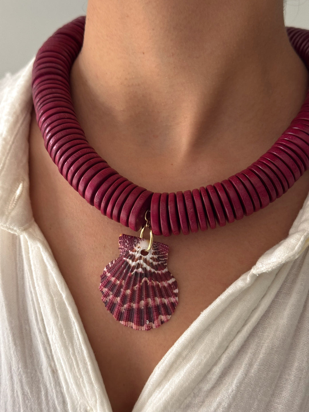 Burgundy Shell Necklace