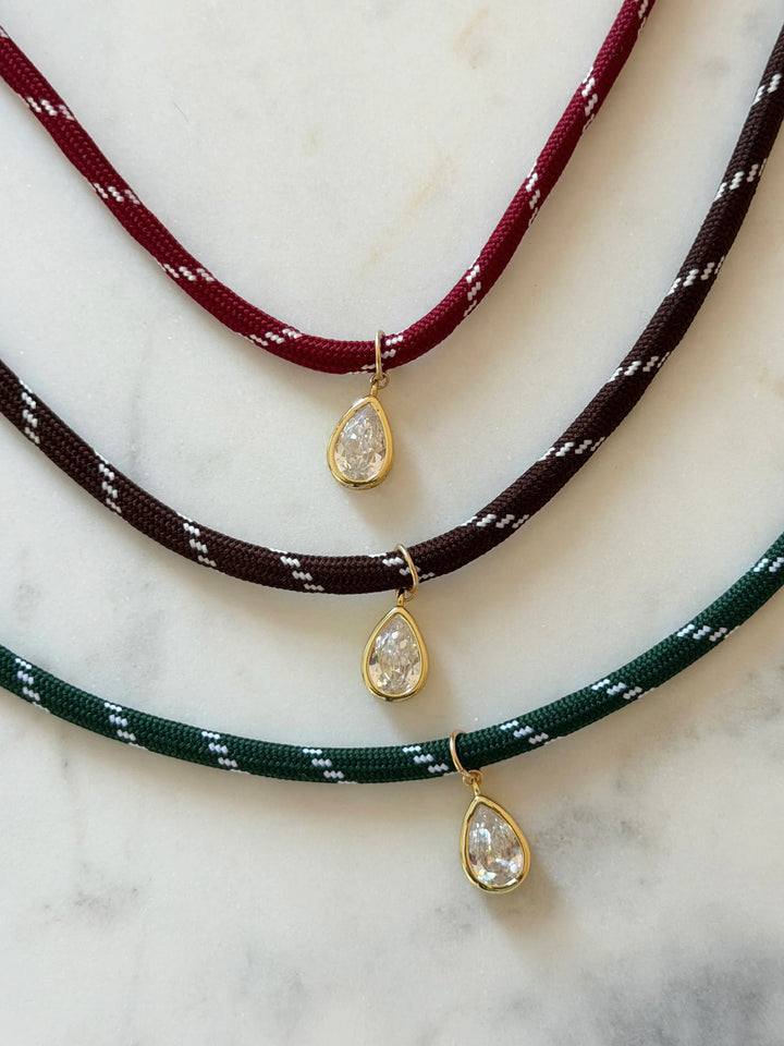 Caroline Pear Necklace Burgundy Cherry