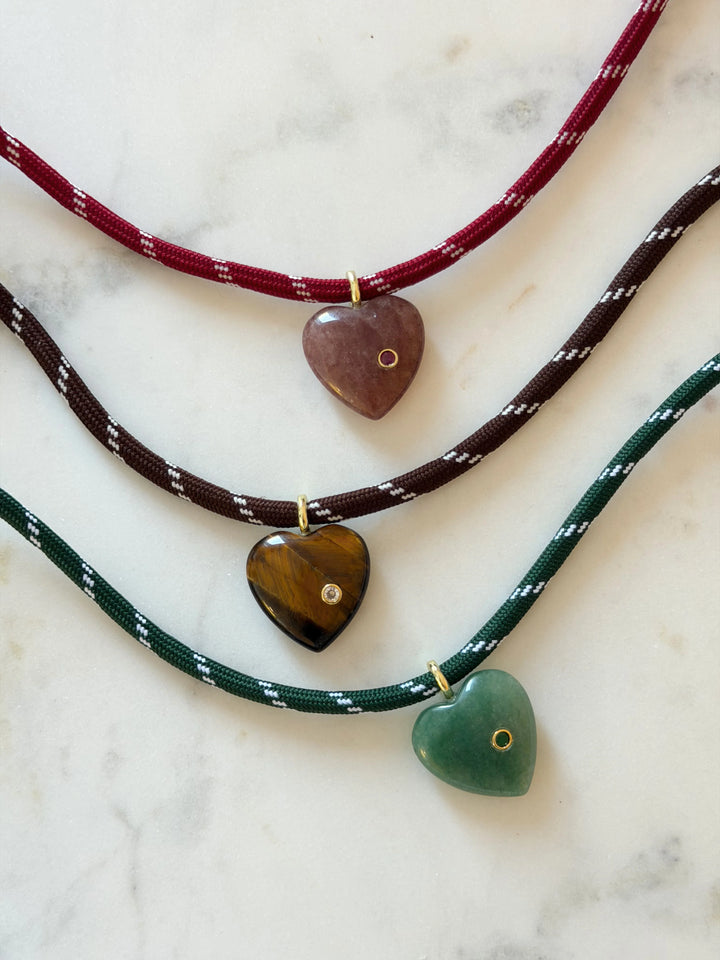 Lulu Heart Necklace Brown Espresso
