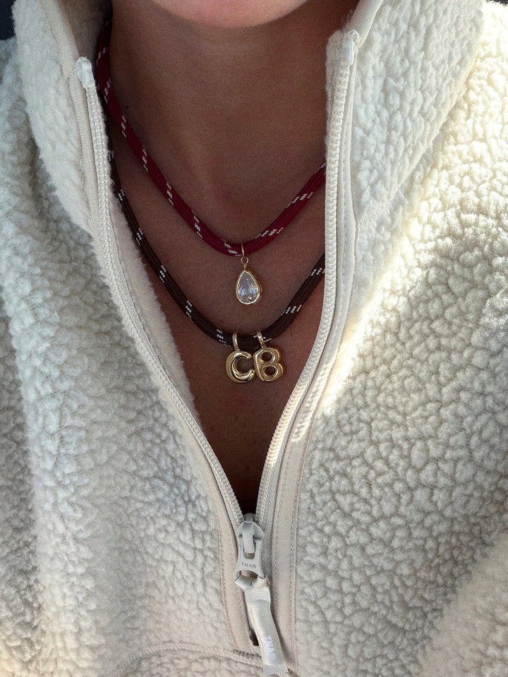 Caroline Pear Necklace Burgundy Cherry