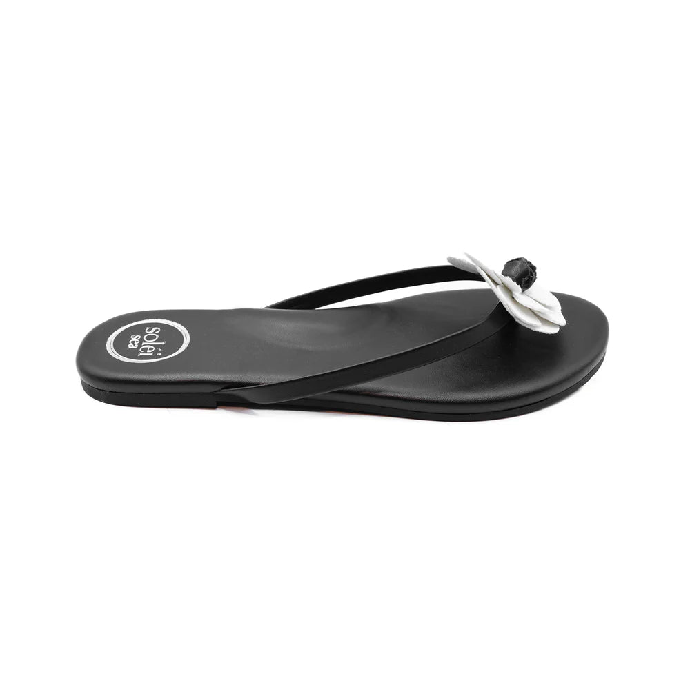 Valentina Flower Sandal Black/White