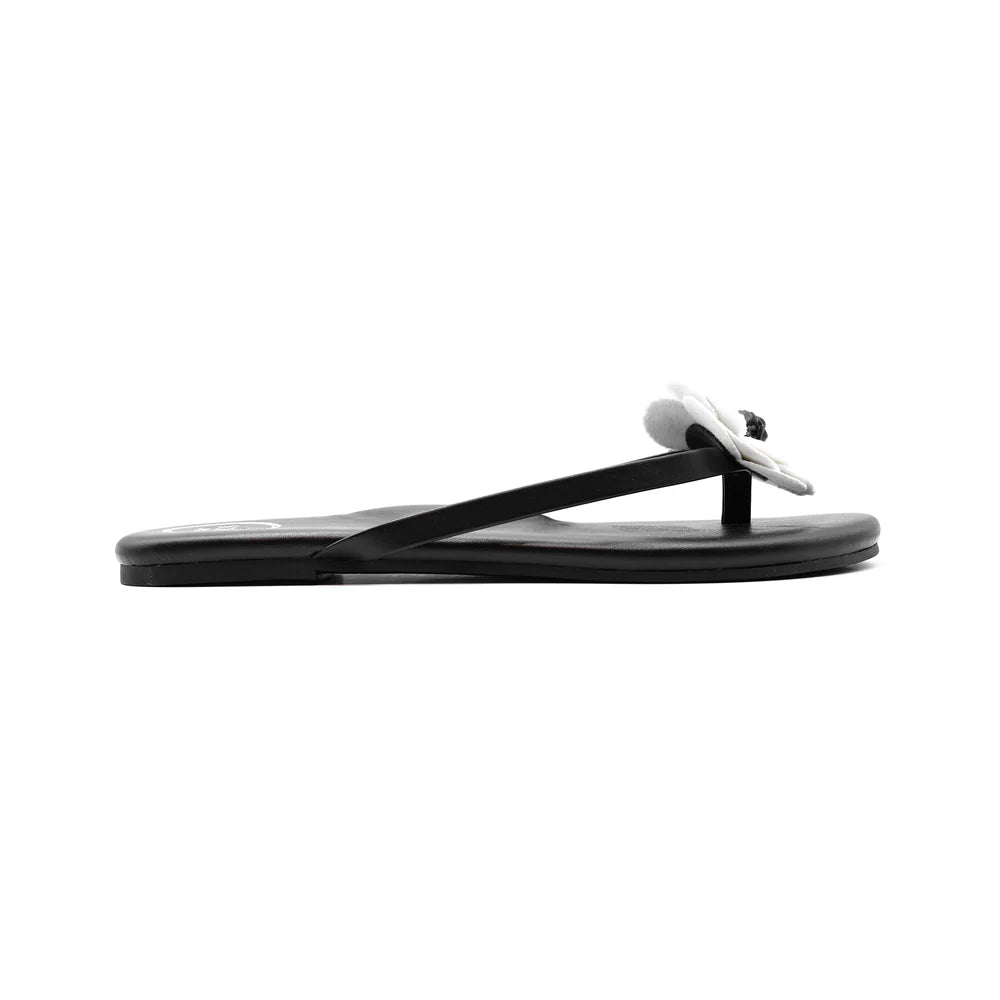 Valentina Flower Sandal Black/White