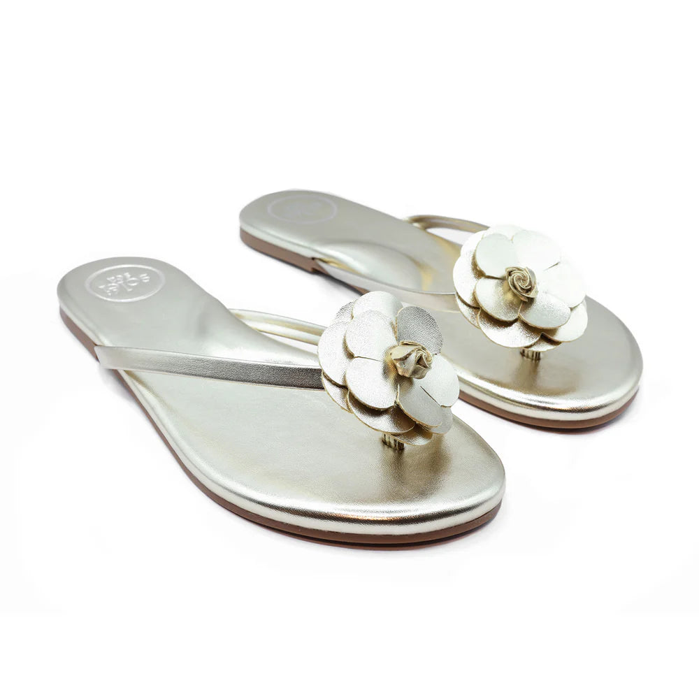 Valentina Flower Sandal Metallic Gold