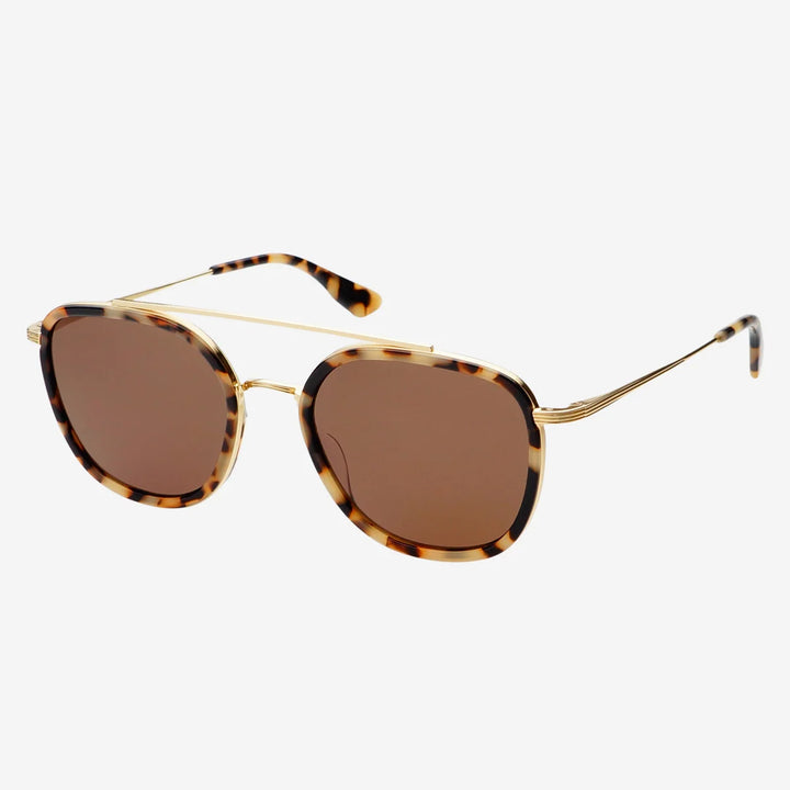 Weston Acetate Round Unisex Sunglasses Milky Tortoise/Brown
