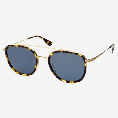 Weston Acetate Round Unisex Sunglasses Yellow Tortoise/Gray