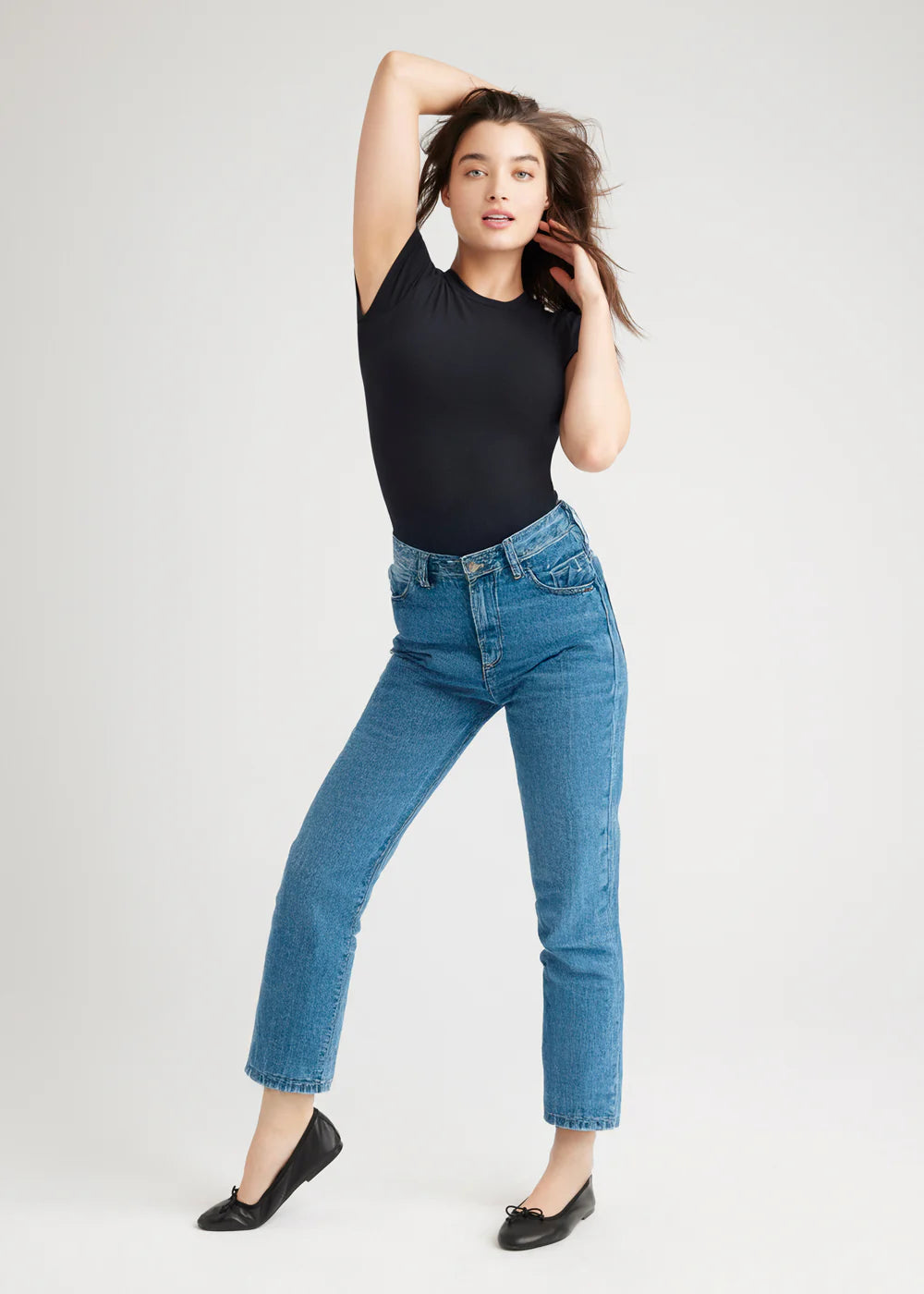 Short Sleeve Shaping Thong Black