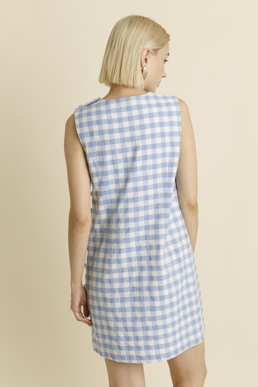 Gingham Mini Dress with Buttons