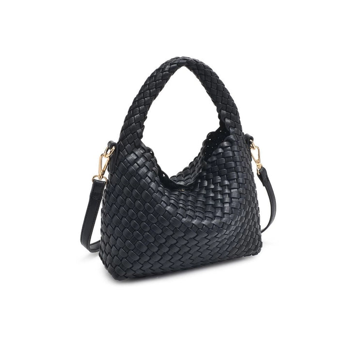 Jessamine Woven Vegan Leather Crossbody Black