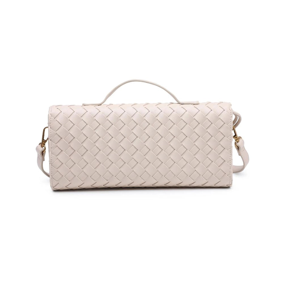 Ada Top Handle Woven East West Clutch Crossbody Oatmilk