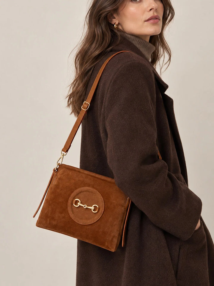 Hadley Suede Leather Crossbody Brown