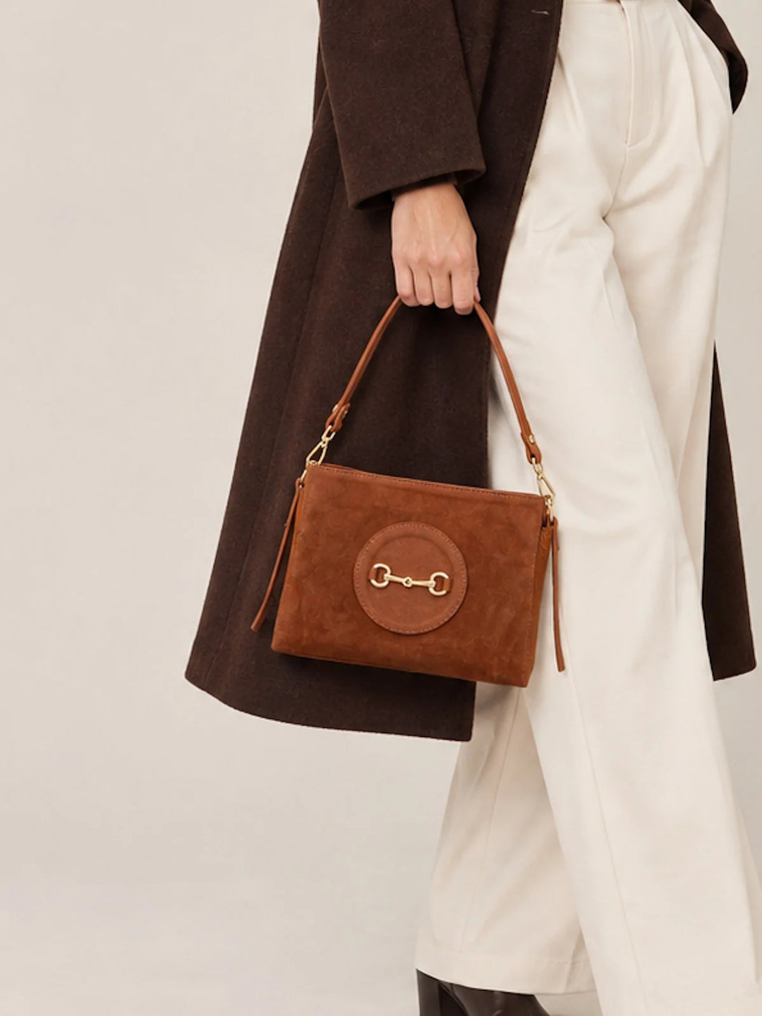 Hadley Suede Leather Crossbody Brown