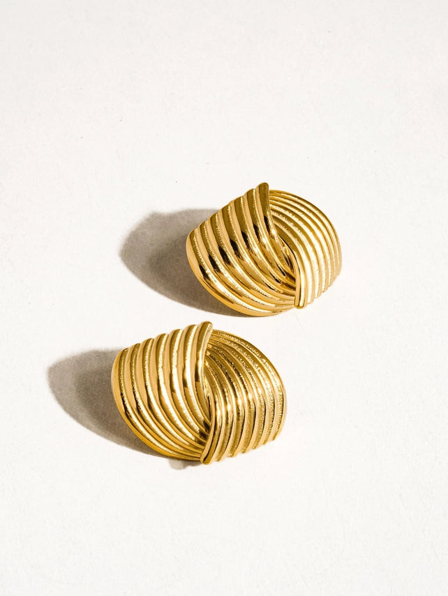 Athens 18K Non-Tarnish Wavy Studs