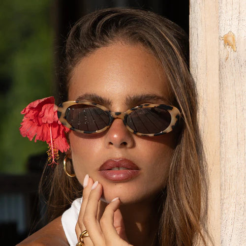 Mimi Acetate Oval Sunglasses Milky Tortoise