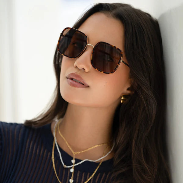 Cosmo Acetate Womens Square Sunglasses Dark Tortoise