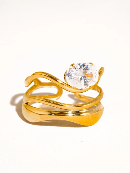 Gloire 18K Gold Non-Tarnish CZ Ring