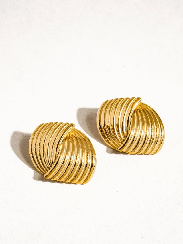 Athens 18K Non-Tarnish Wavy Studs