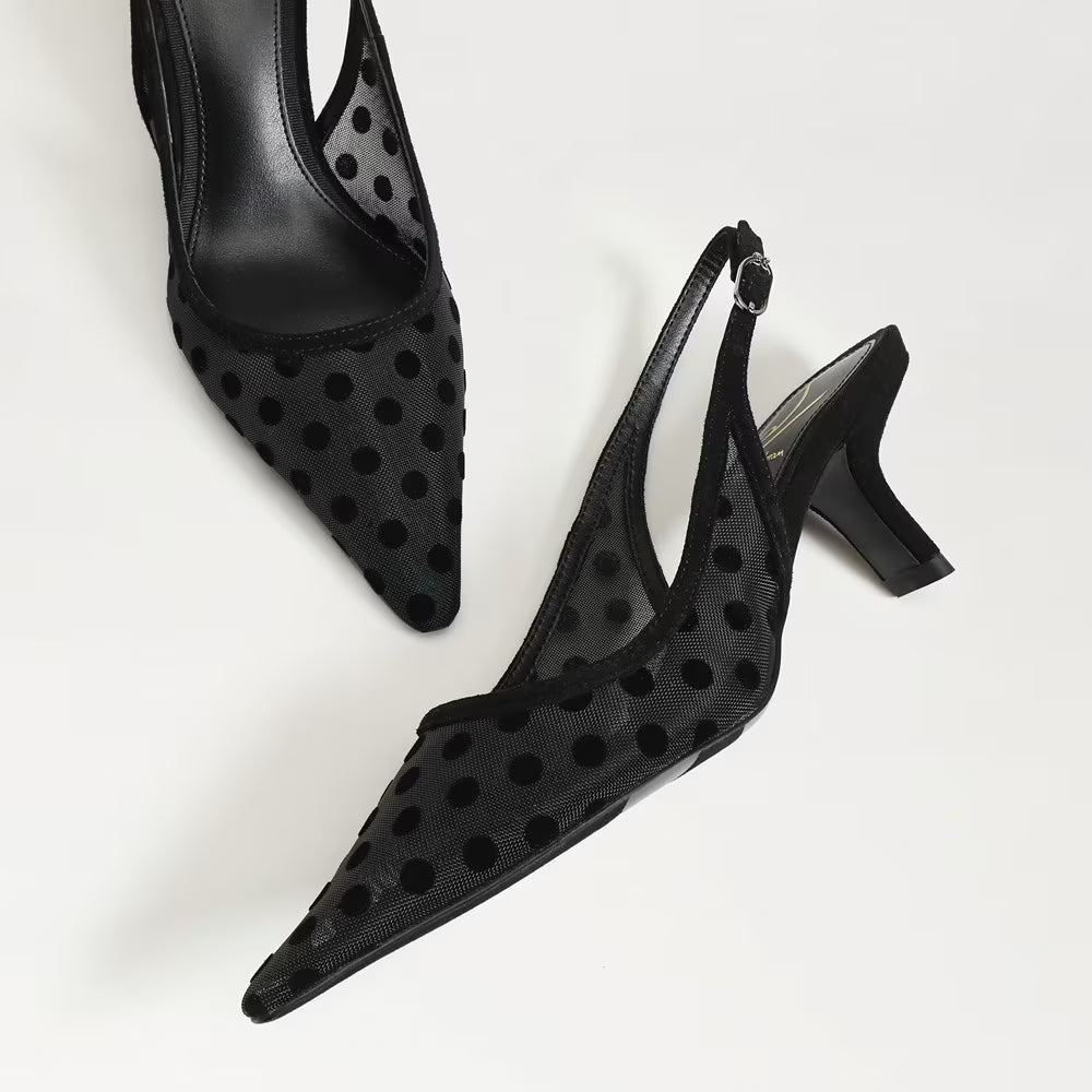 Bianka Slingback Pump Polka Dot Black Mesh