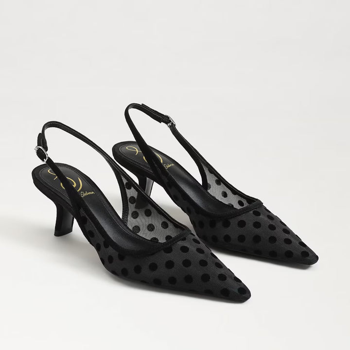 Bianka Slingback Pump Polka Dot Black Mesh