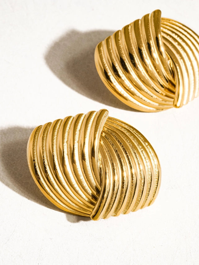 Athens 18K Non-Tarnish Wavy Studs