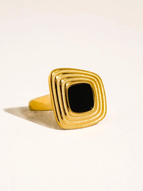 Auricca 18K Gold Non-Tarnish Ring Black
