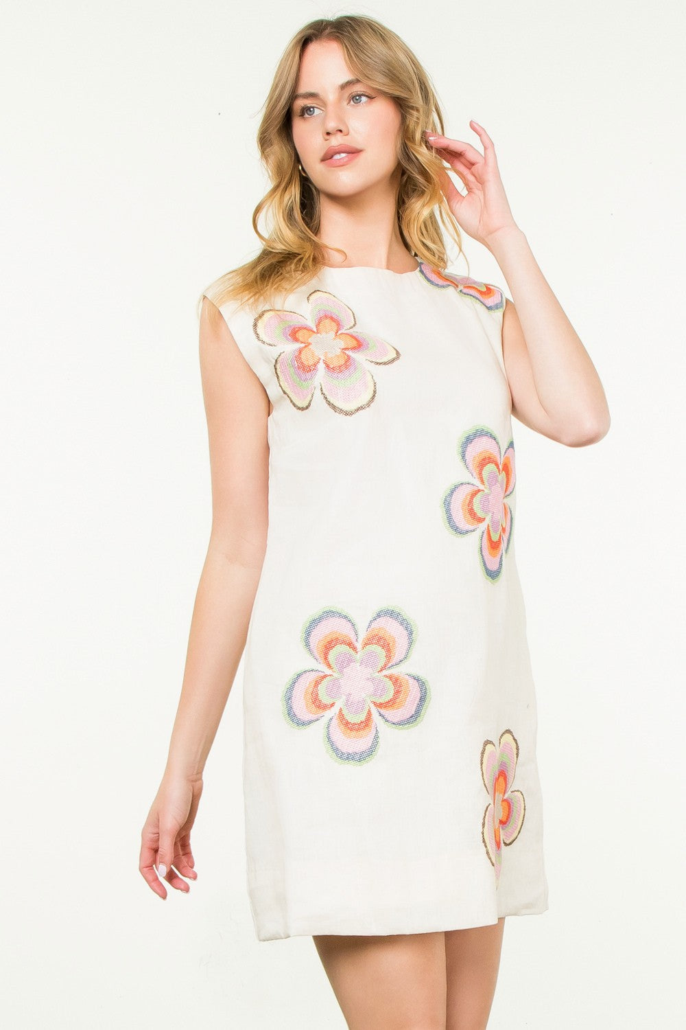 Sleeveless Flower Embroidered Dress