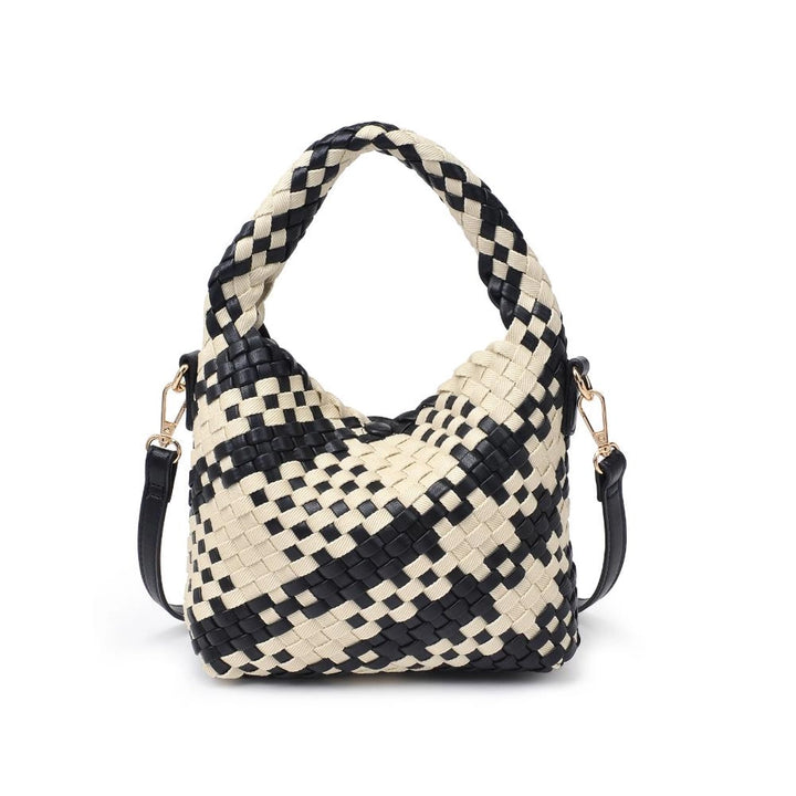 Jessamine Woven Mixed Material Crossbody Black Ivory