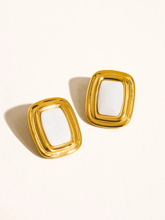 Petra 18K Gold Non-Tarnish Earring White