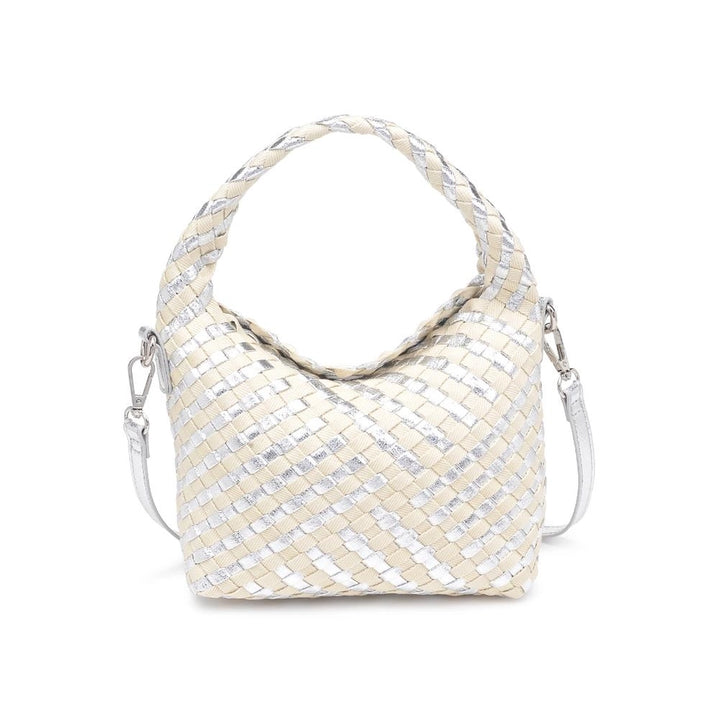 Jessamine Woven Mixed Material Crossbody Silver Ivory