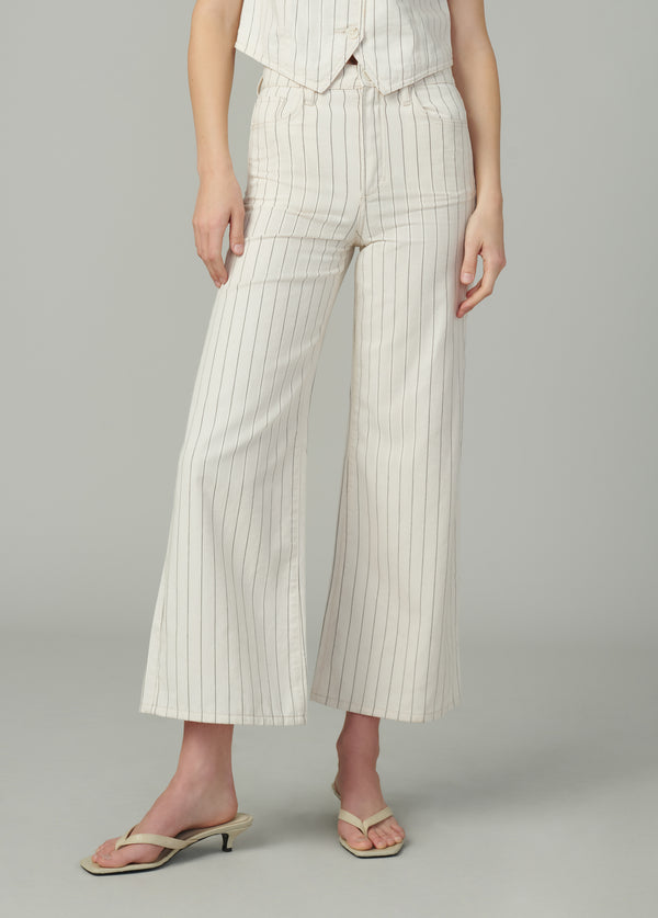 The Mia Wide Leg Ankle Natural Stripe