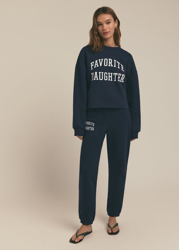 Cropped Collegiate Sweatshirt Navy W/ White