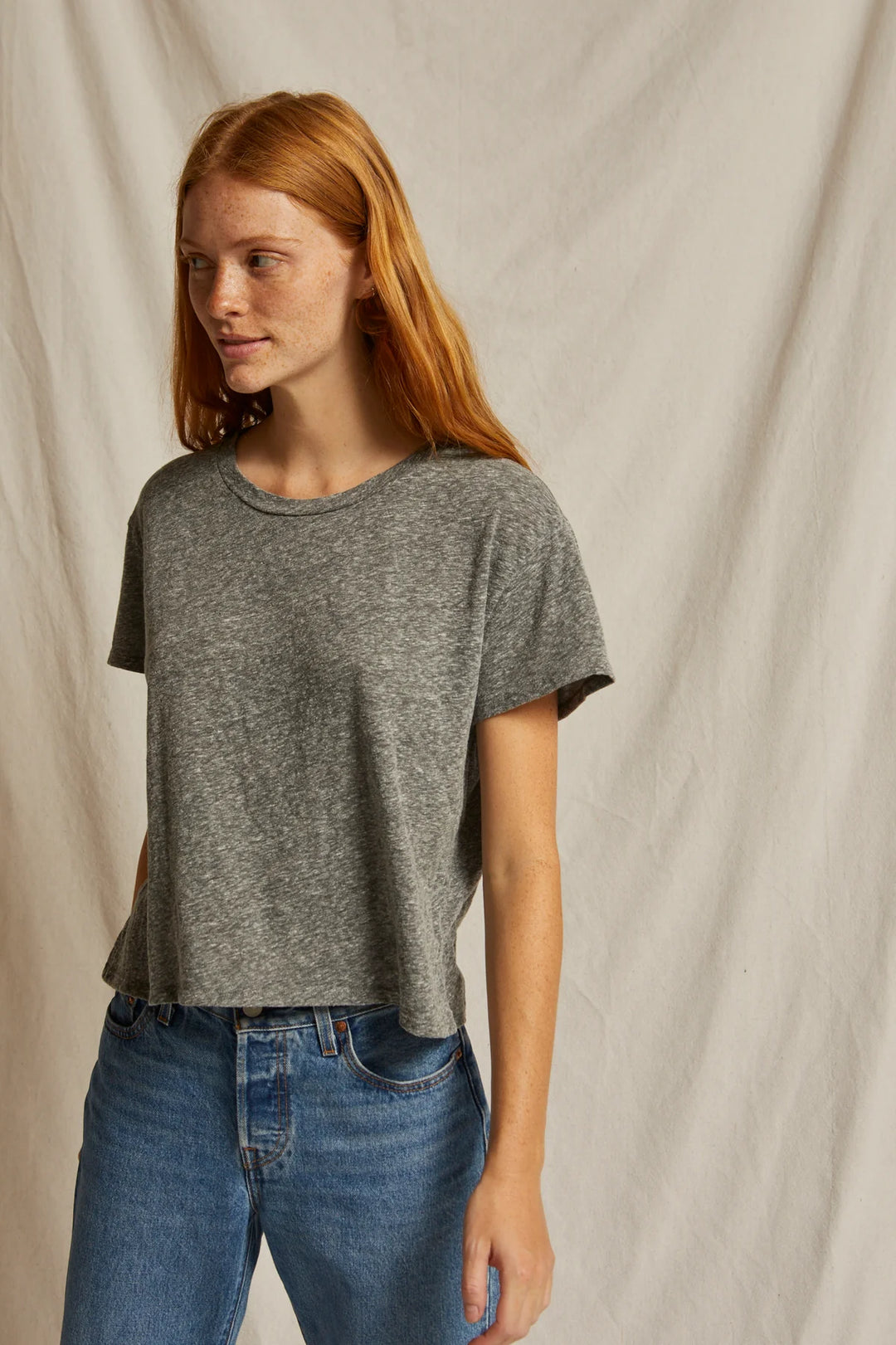 Harley Boxy Crew Tee Heather Grey