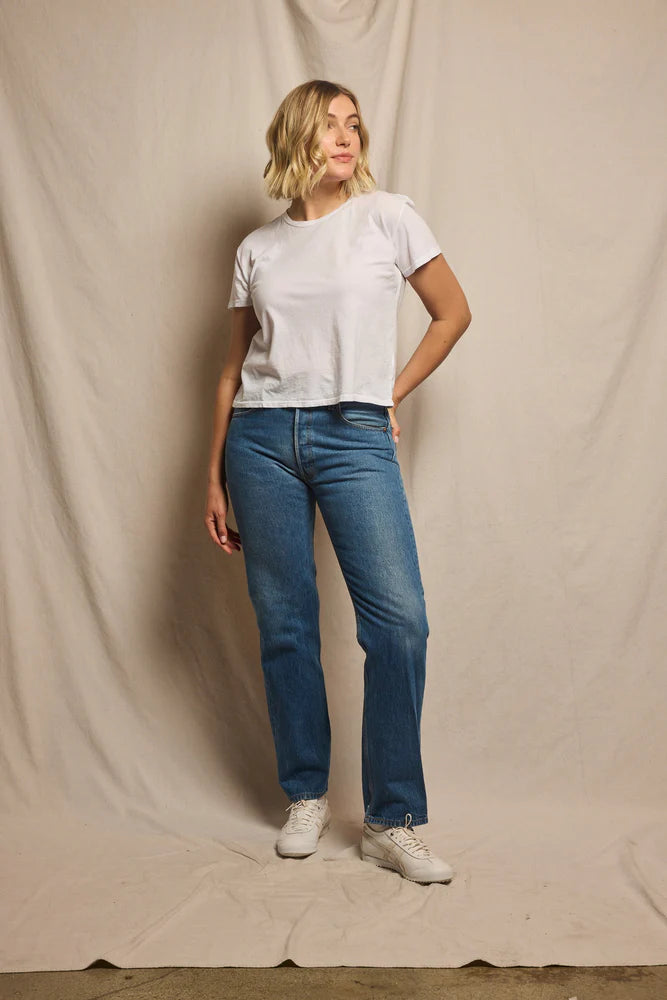 Harley Boxy Crew Tee White