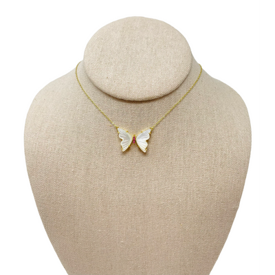 Emmy Butterfly Necklace Pink