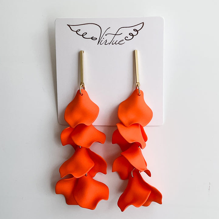 Bar Post Hyacinth Petal Earrings Orange