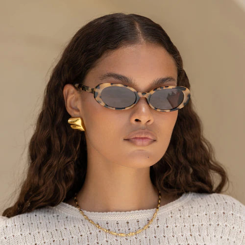 Mimi Acetate Oval Sunglasses Milky Tortoise