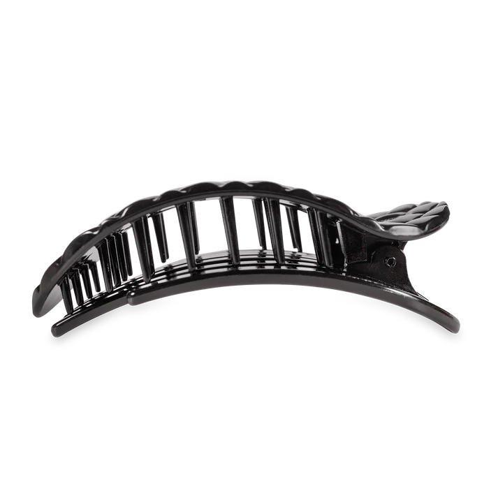 Flat Round Hair Clip Large Jet Black Quilted