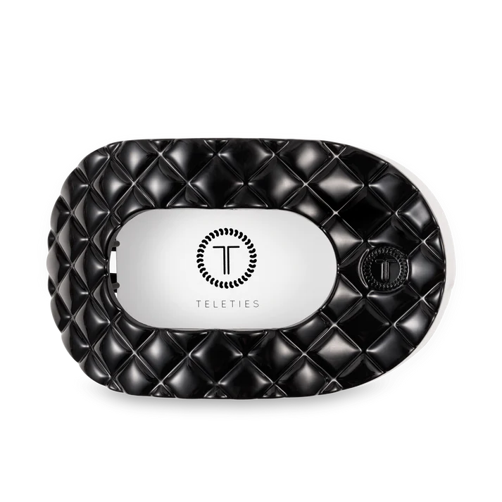 Flat Round Hair Clip Large Jet Black Quilted